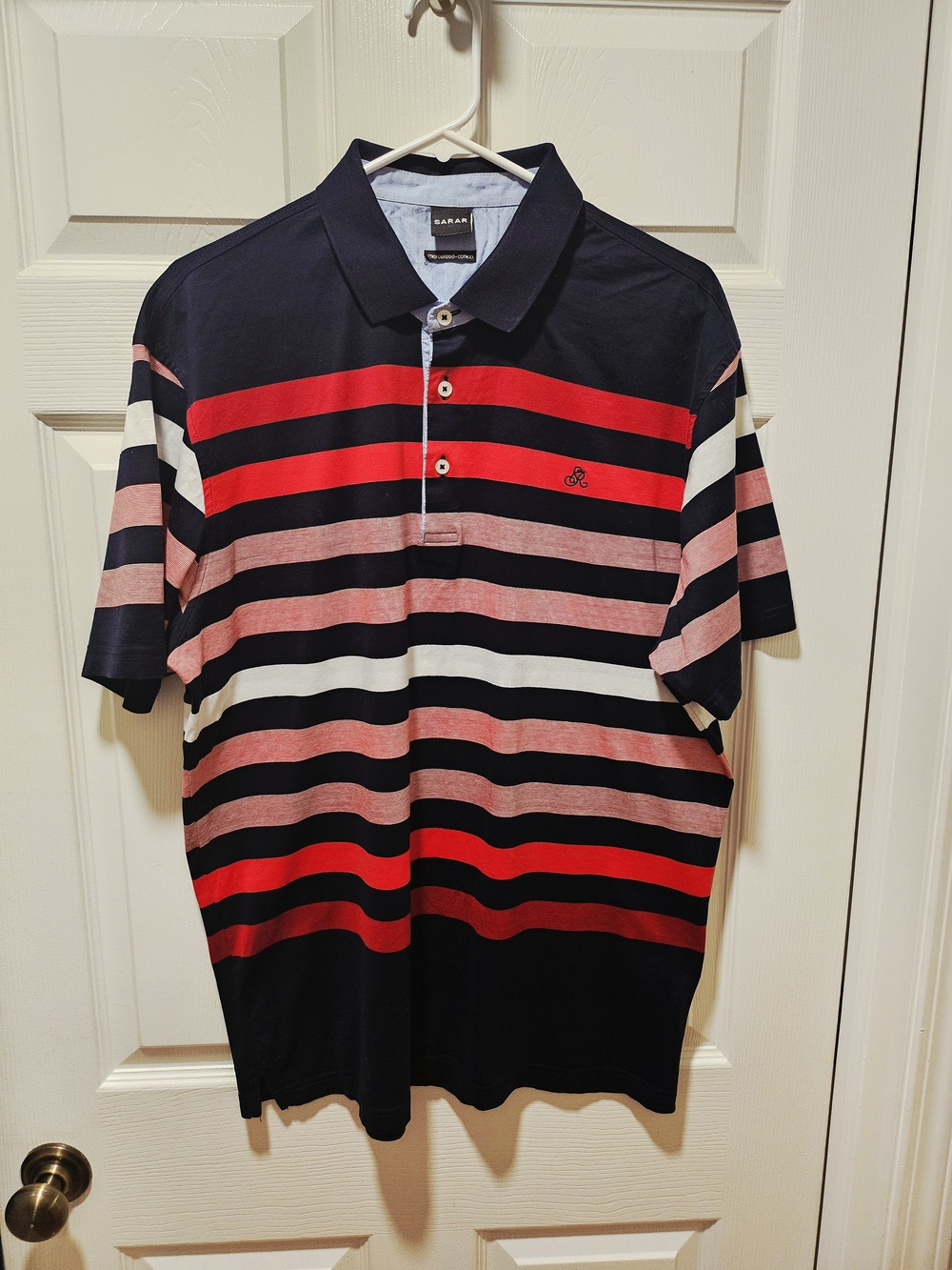 Sarar Navy Red & White Striped Polo